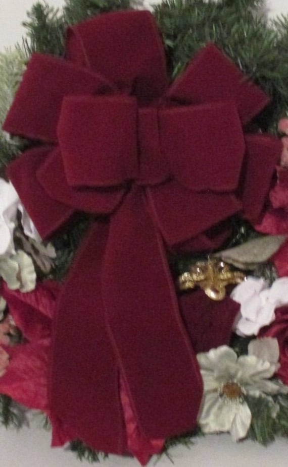 Burgundy Velvet Christmas Bows 10 Etsy