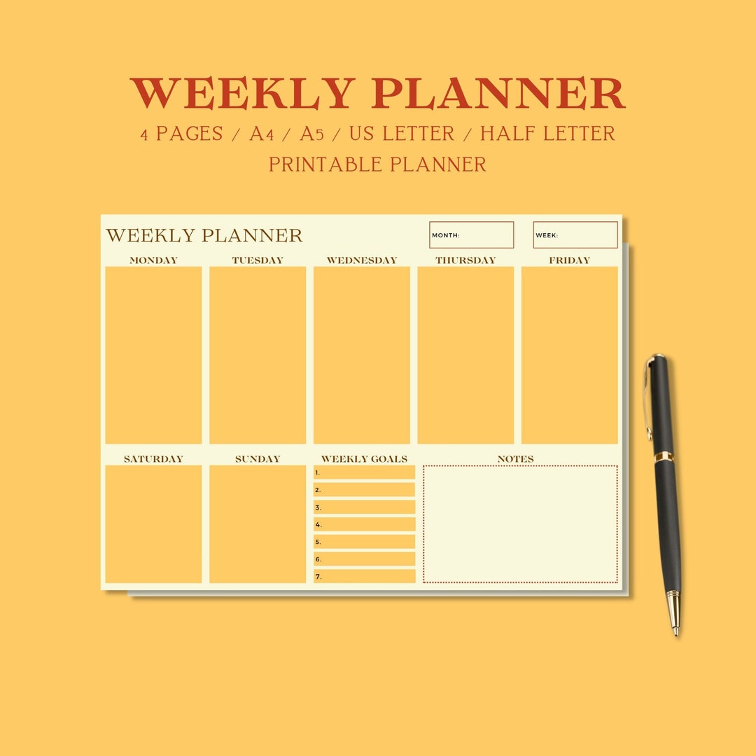 weekly-planner-printable-landscape-minimal-weekly-schedule-etsy