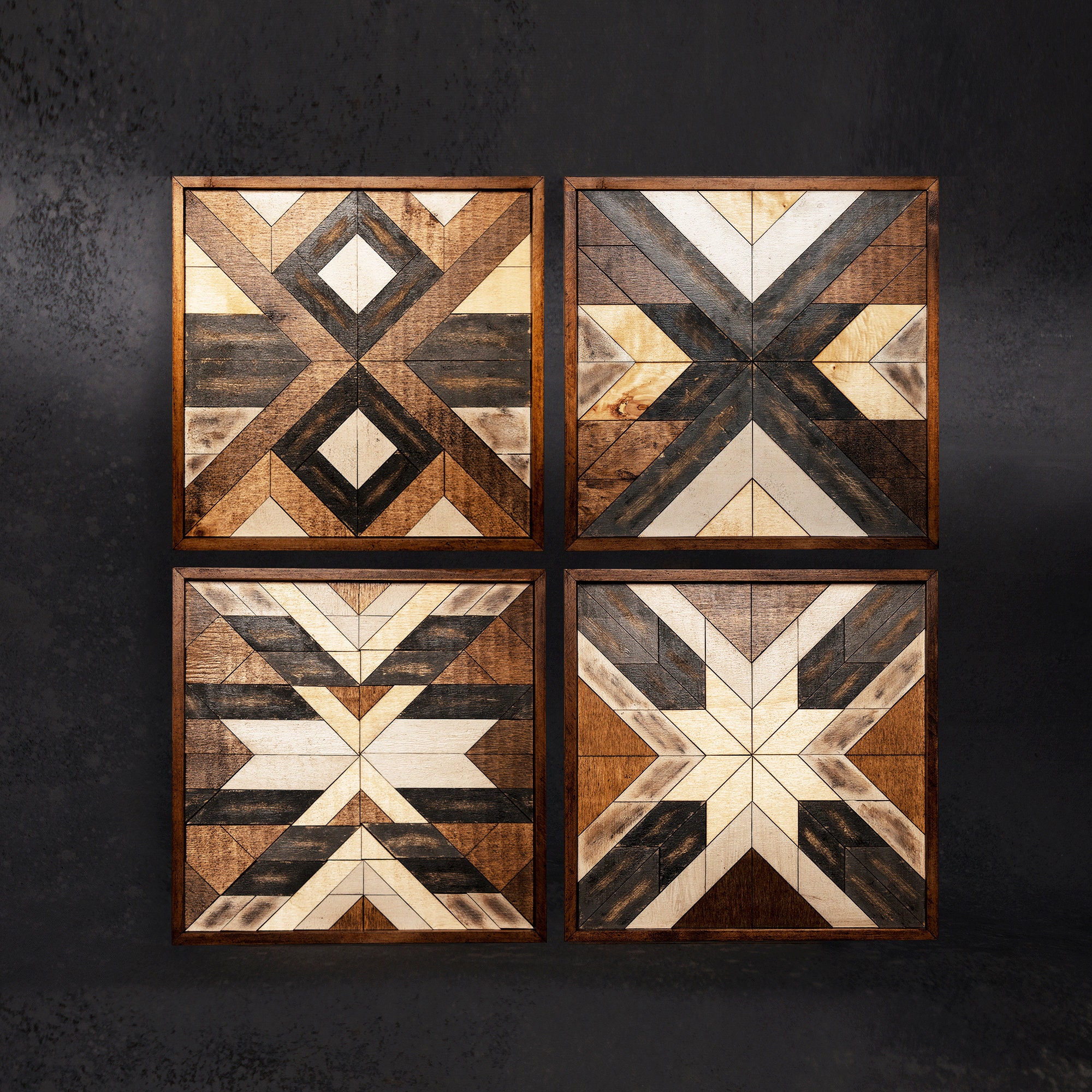 Wood Wall Art Geometric Wall Art Reclaimed Wood Wall Art Etsy