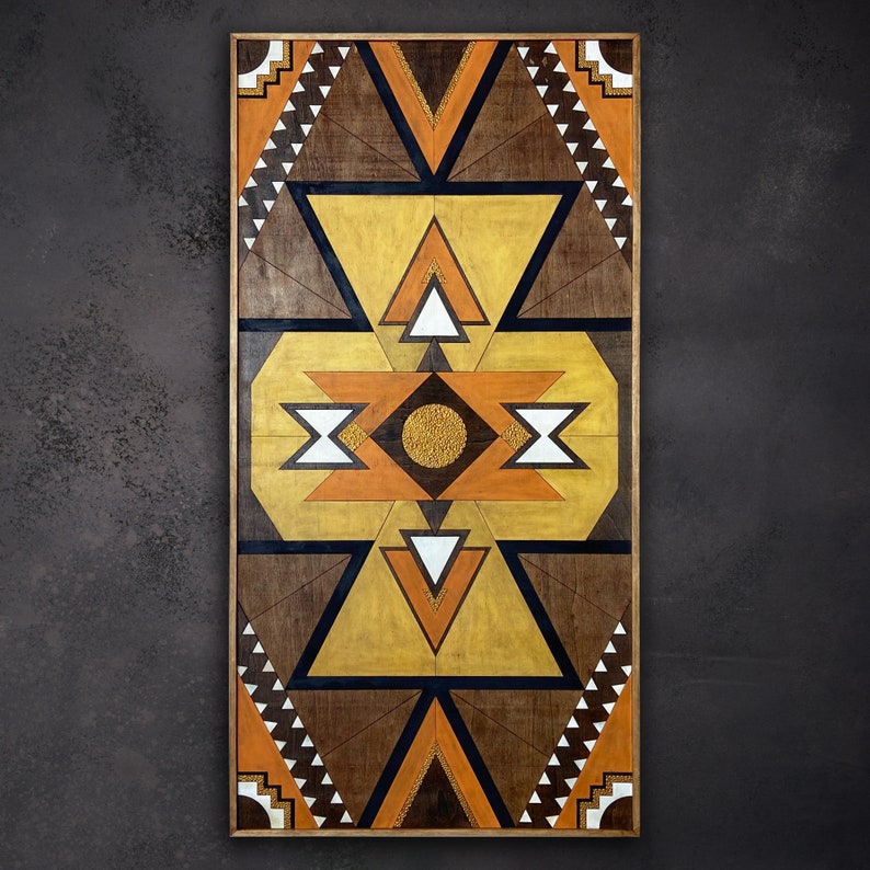 Unique Wall Art Large Wall Art Wood Headboard Geometric Etsy