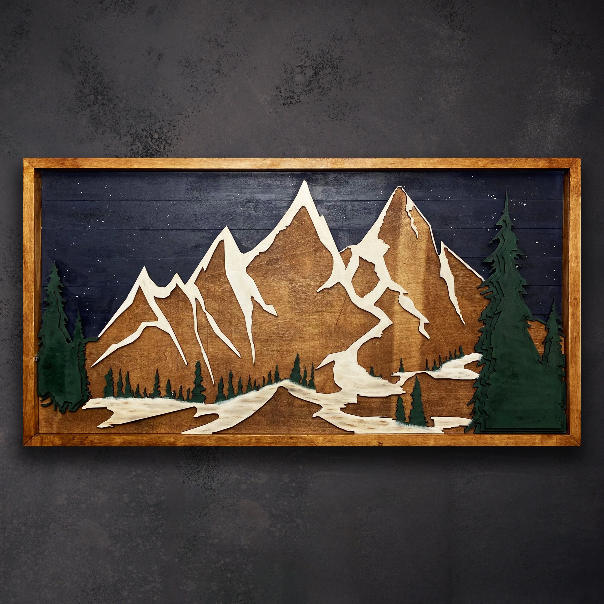 Mountain Wood Art 3D Mountain Wood Panel Reclaimed Wood Wall Etsy
