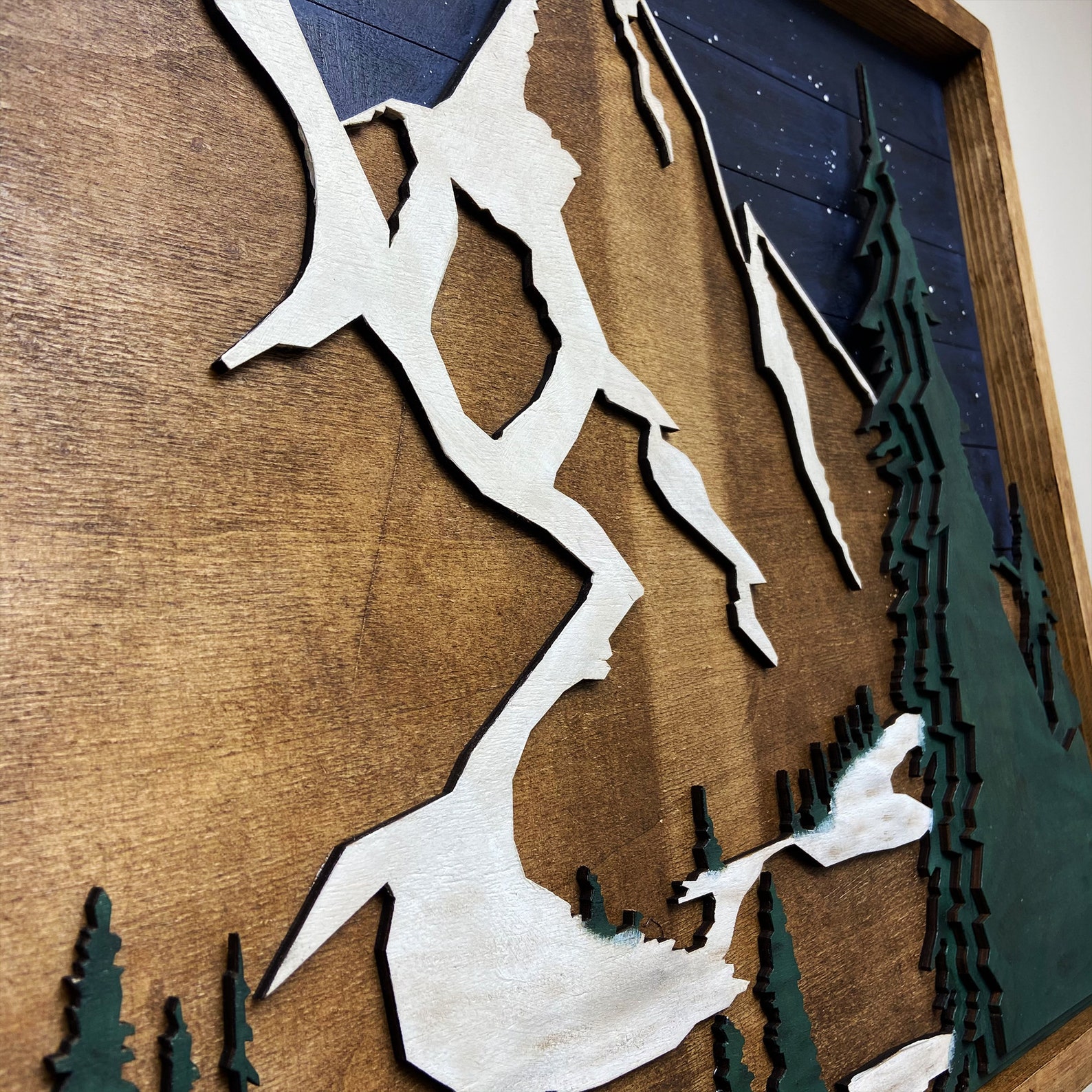 Wood Mountain Art Landscape Wall Art 3D Wood Art Mountain Etsy