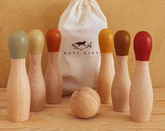 kids wooden skittles