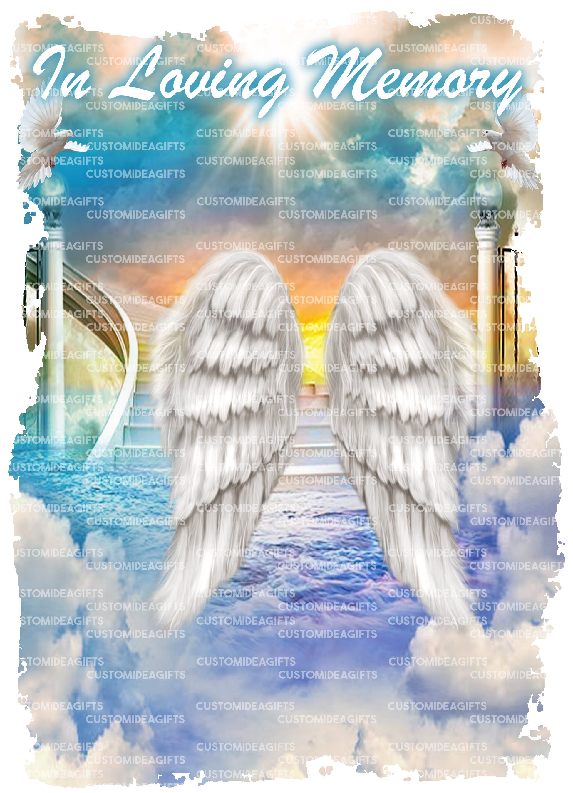 Rest In Peace Heaven Heaven Sky Memorial Rest In Peace Background Set Of 8 Png | Etsy India