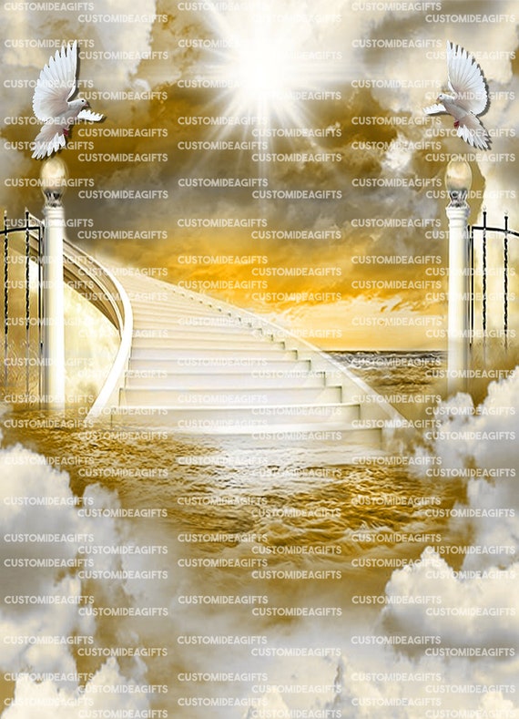Buy Heaven Golden Sky Memorial Rest in Peace Background Set of 8 Online in  India - Etsy