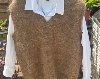 mens XL 100% mohair v-neck sweater vest