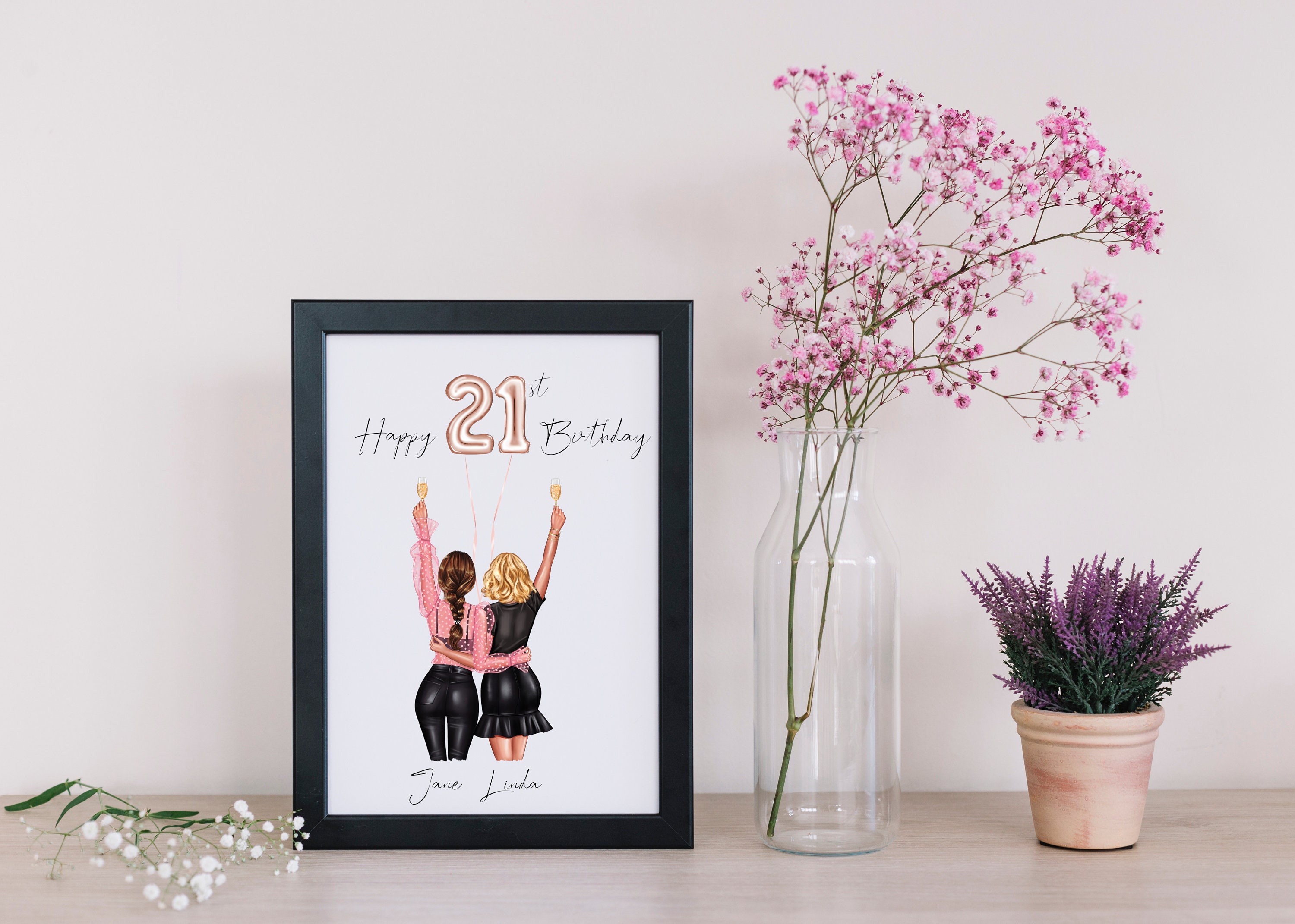 21st Birthday Gift For Her Best Friend Print Personalised | Etsy