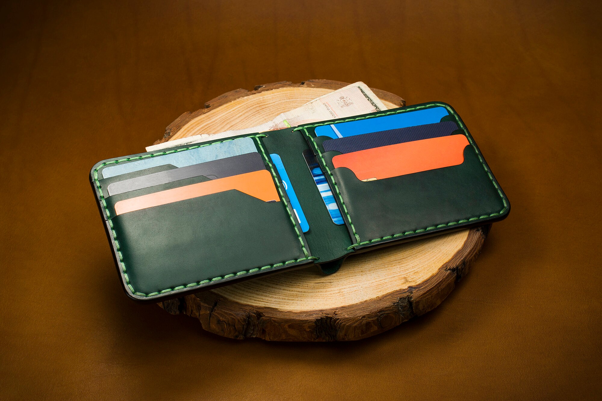 Handmade Leather Wallet Wallet With Hidden Pockets Etsy