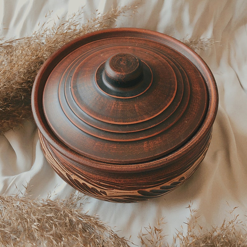 Large Pottery Baking Pot with Lid Ceramic Pot for Baking Clay Etsy