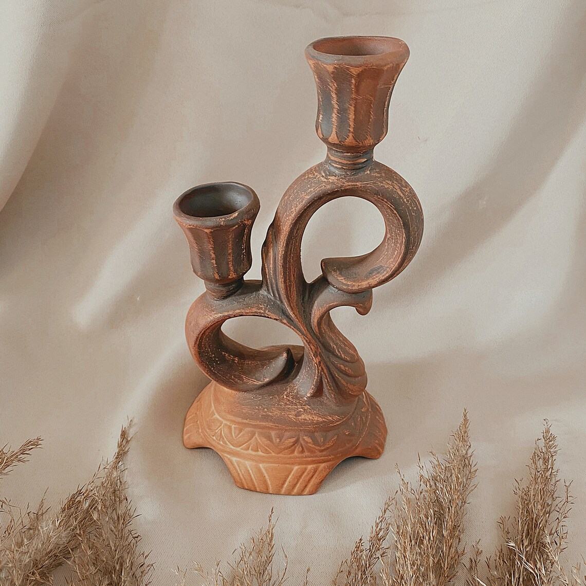 Clay Candlestick Candle Holder Pottery Candelabrum Ukraine Etsy