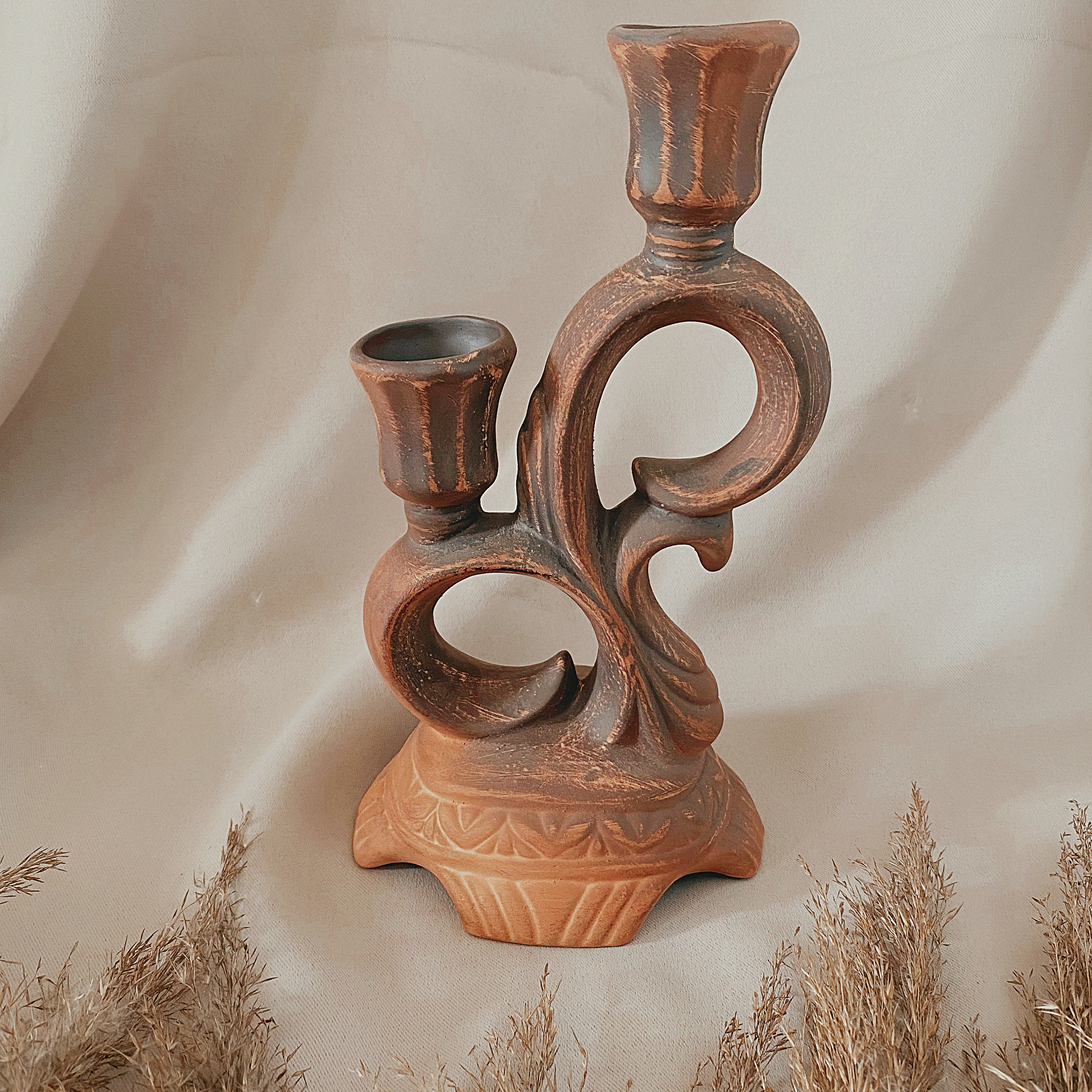Clay Candlestick Candle Holder Pottery Candelabrum Ukraine Etsy