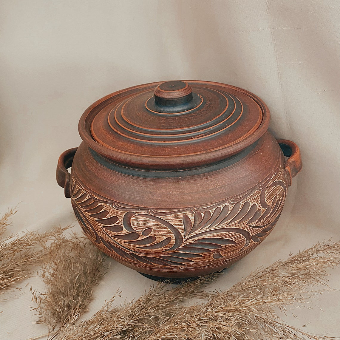 Clay Cooking Pot with Lid and Handle Pottery Baking Pot Clay Etsy