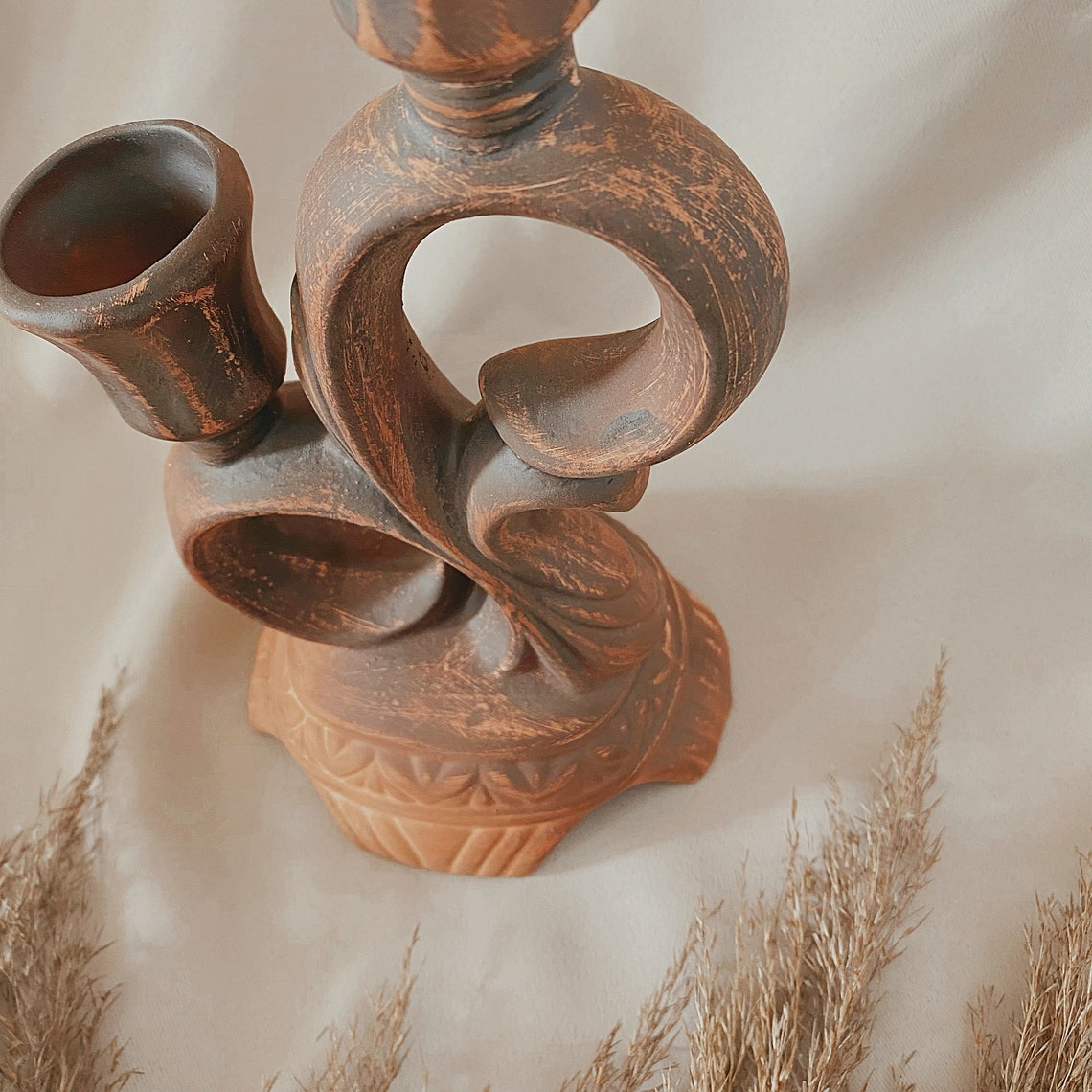 Clay Candlestick Candle Holder Pottery Candelabrum Ukraine Etsy