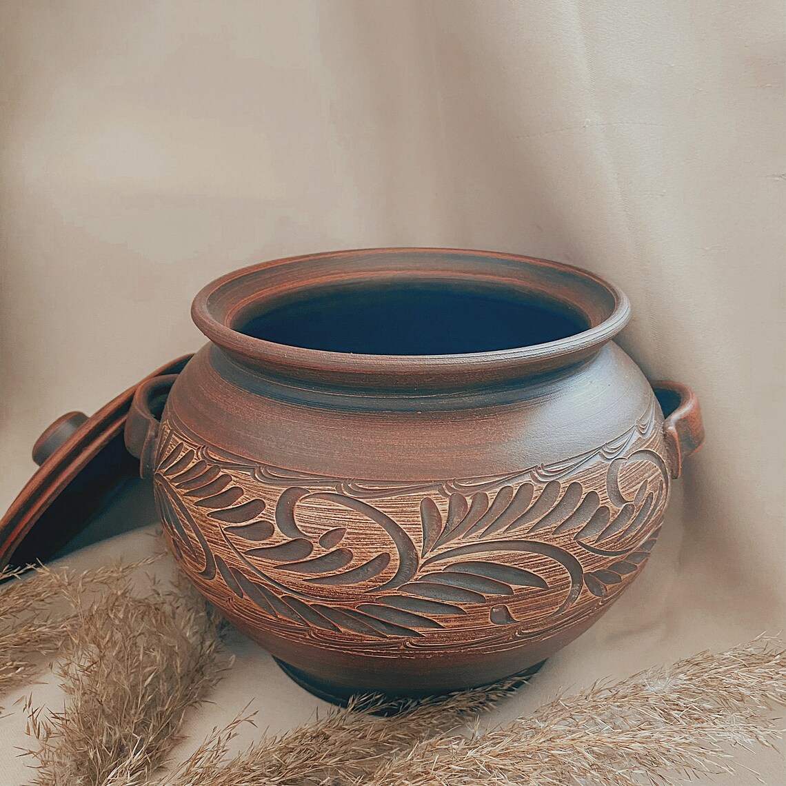 Clay Cooking Pot with Lid and Handle Pottery Baking Pot Clay Etsy