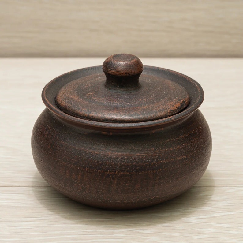 Ceramic Storage Jar with Lid Clay Salt Jar Clay Sugar Jar Etsy