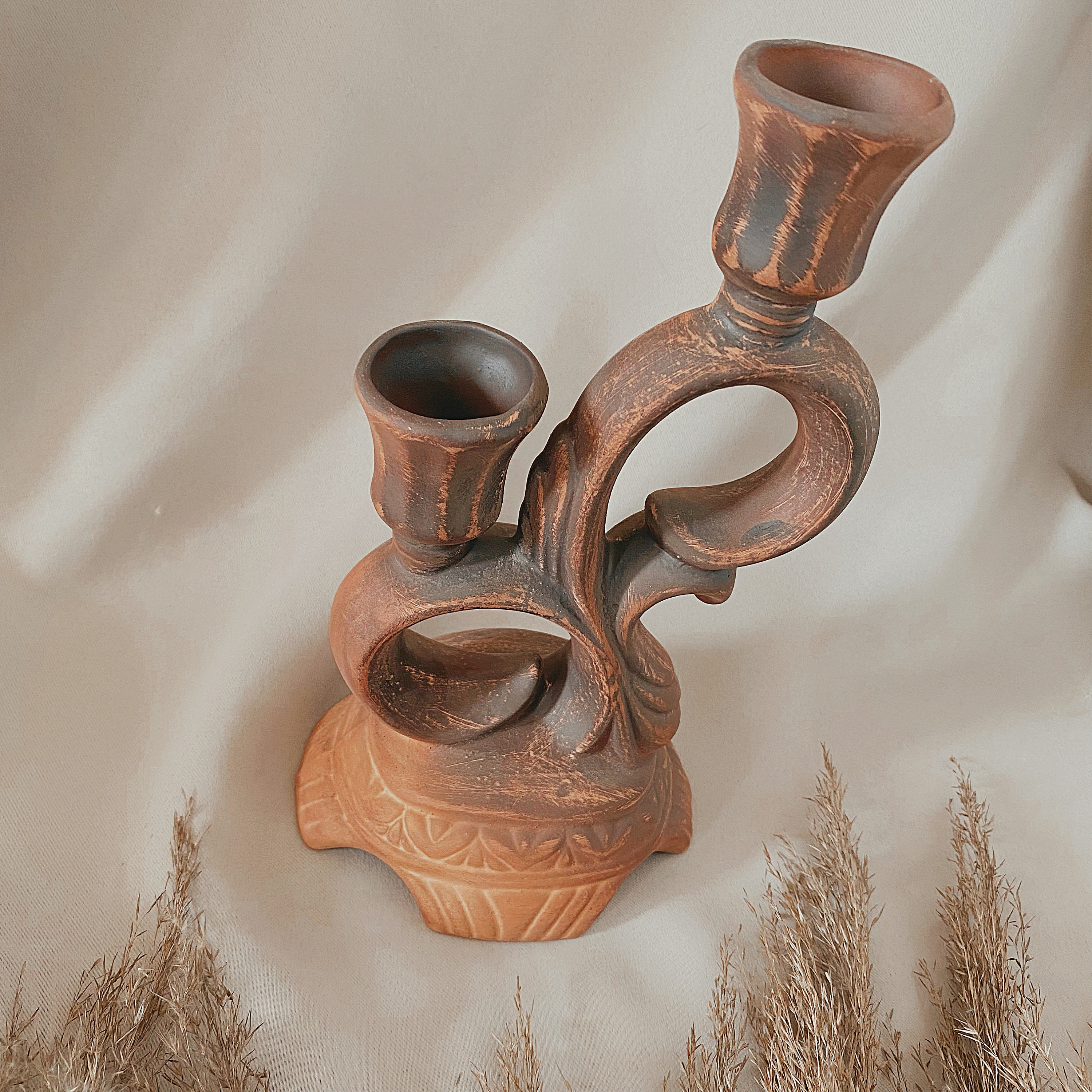 Clay Candlestick Candle Holder Pottery Candelabrum Ukraine Etsy
