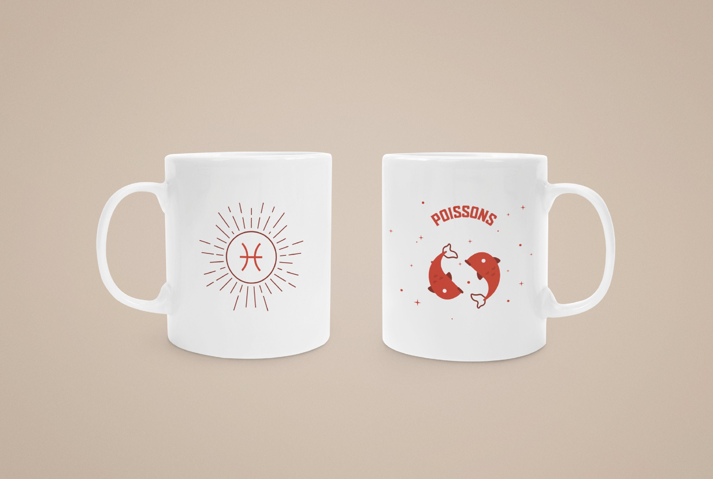 Mug en Céramique Signe Du Zodiaque Poissons | Impression Panoramique