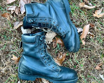 Vintage 1990s Ranger Firefighter Boots Size 10 W Black Leather Zipper Lace Up Vintage 1990s Ranger Firefighter Boots Size 10 W Black  main image 2