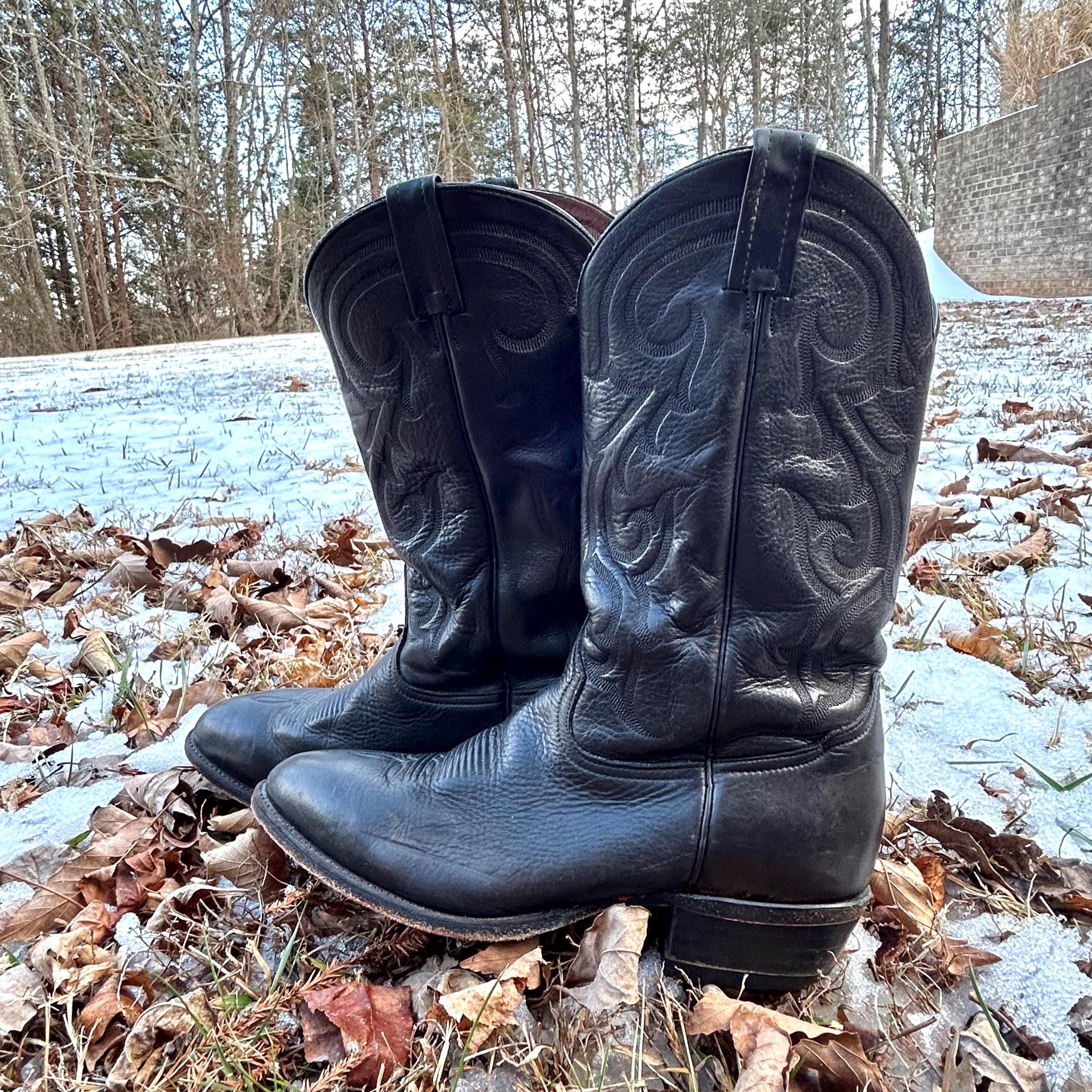 Vintage Tony Lama Black Boots - Etsy