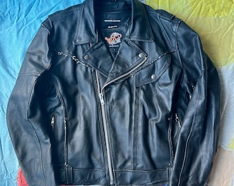 Wild Wear Vintage 90s Hiway Dist Genuine Leather Motocycle Jacket