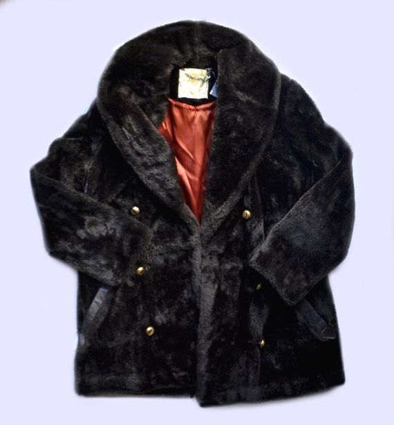 vintage 70s White Stag dark brown faux fur coat