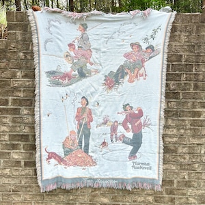 Norman Rockwell ゴブラン織り ラグ タペストリー ブランケット Norman Rockwell Blanket - Etsy