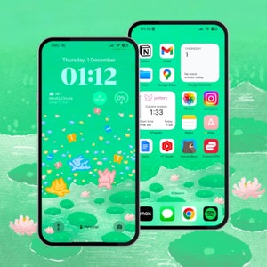 magical pond cute icon set, cute icons, iOS and Android app icons, Widgets, Wallpapers for phone and iPad, Aesthetic Icon pack