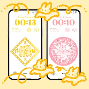 cute year of the bunny chinese icon set, cute icons,  iOS and Android app icons, Widgets, Wallpapers for phone and iPad, Aesthetic Icon pack