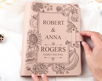 Recipe Book Binder Custom Cook Book Personalized Recipe Journal Leather Cookbook Wedding Gift for Her Bridal Shower Gift for Daughter in Law