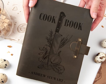 Leder Rezeptbuch Journal für Mann Personalisierte Rezeptbuch Mappe Kundenspezifisches Kochbuch Kochen Notizbuch Einzigartiges Geschenk für Papa Vater Mann Freund