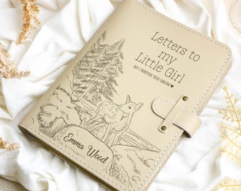 Little Baby Deer Personalized Baby Journal Letters to my Son Daughter Leather Baby Memory Book Letters to Little Boy Girl Keepsake Baby Gift