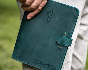 Personalized Prayer Leather Journal with Cross for Pastor Gift - Custom Christian Journal for Bible Verses & Sermon Notes for Men Devotional