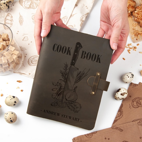 Leather Recipe Book Journal for Man Personalized Recipe Binder Custom Cookbook Cooking Notebook Unique Gift for Dad Father Husband Boyfriend