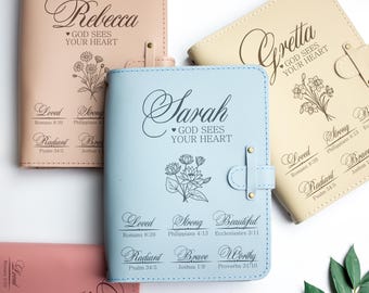 Birth Month Flower Prayer Journal Faith Gift for Women Personalized Bible Study Journal Leather Christian Gifts Custom Gratitude Notebook