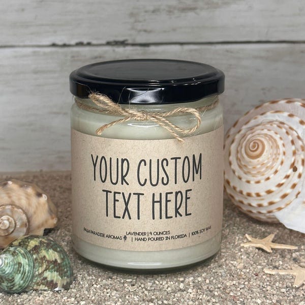 Vela de soja personalizada / Regalo personalizado, vertida a mano