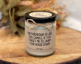Our Friendship Is Like A Candle | Best Friend Candle | Gift For Her | I'll Burn Your House Down | Gift For Him | Funny Candle | Funny Gift