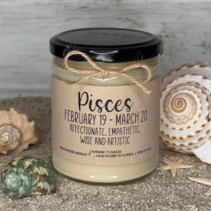 Pisces Zodiac Candle: Astrology Gift, Soy Wax Candle