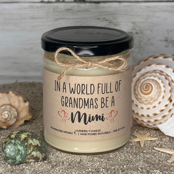 Vela de regalo Mimi / Cera de soja vertida a mano, aroma a lavanda