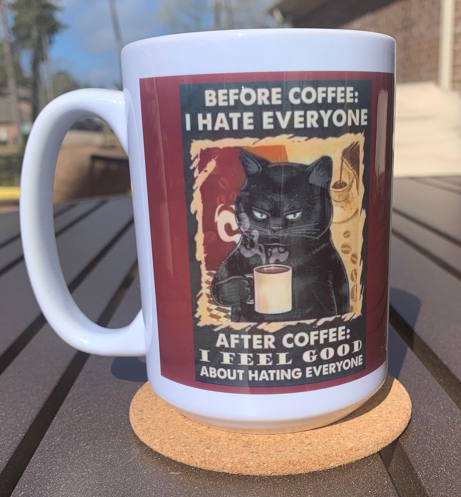 Coffee Cat Mug Black Cat Mug I Hate Everyone Mug Coffee Cat Etsy