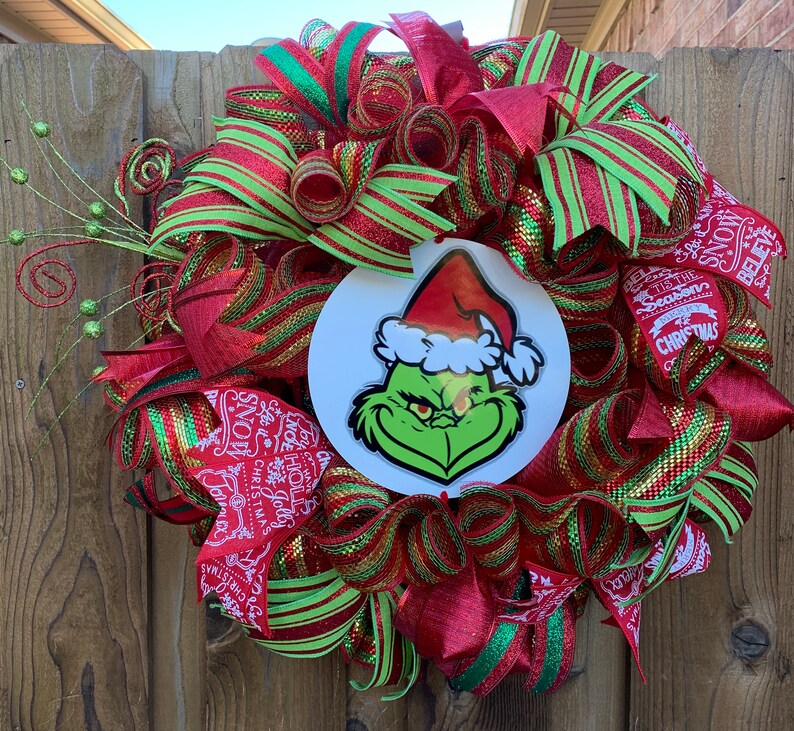 Grinch Wreath Sign Christmas Wreath Sign Metal Wreath Sign Etsy
