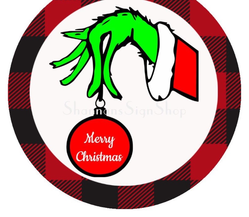 Grinch Wreath Sign Christmas Wreath Sign Buffalo Check Etsy