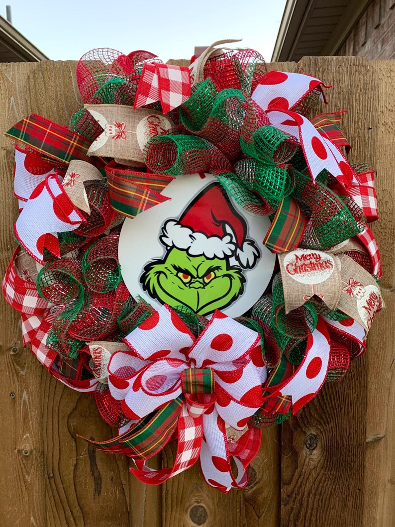 Grinch Wreath Sign Christmas Wreath Sign Metal Wreath Sign Etsy