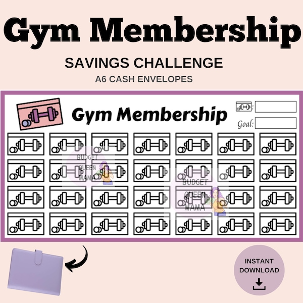 Gym Membership Tracker a6 - Gym Membership Savings Challenge - Fits A6 Cash Envelopes - Printable Budget Binder Insert a6 - Mini Savings a6