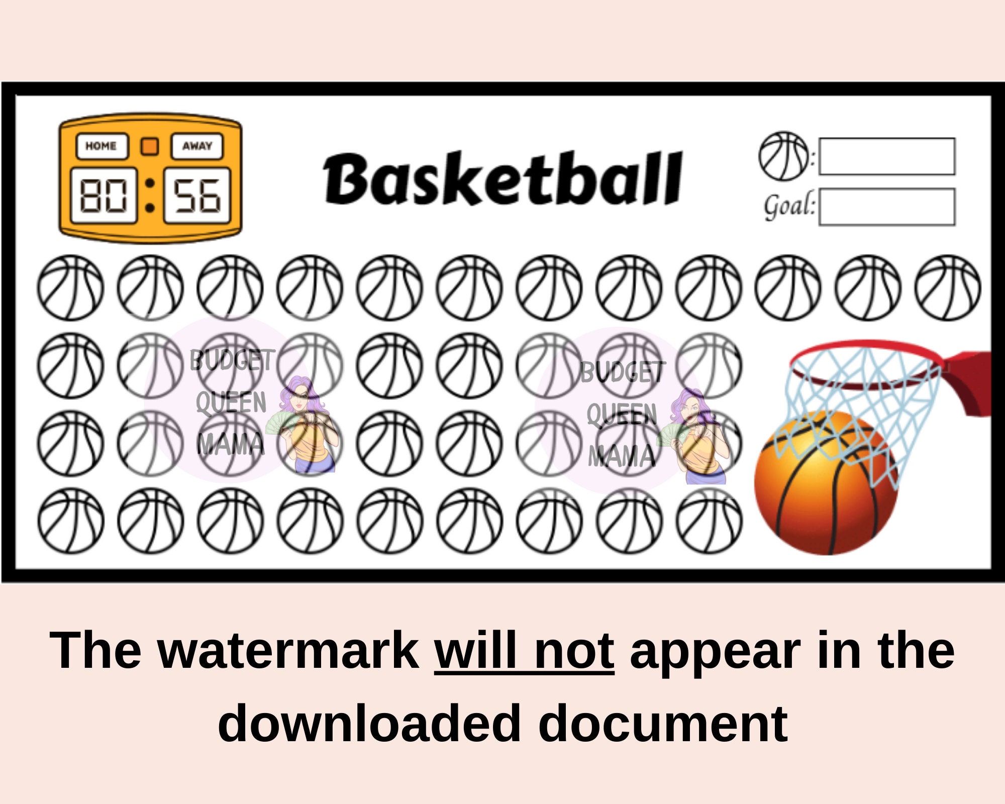 Basketball Savings Challenge - Basketball Tracker - A6 Cash Envelopes ...