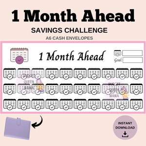 One Month Savings Challenge - 1 Month Ahead Tracker - Fits A6 Cash Envelopes - Mini Savings Challenge - Money Challenge -Budget Binder A6