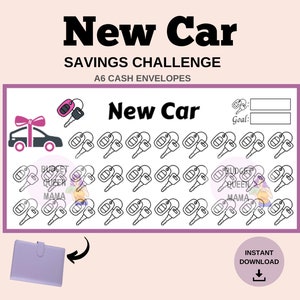 New Car Savings Tracker - New Car Savings Challenge - Passend für A6 Geldumschläge - Car Tracker - Car Savings Tracker - Budget Binder Einlage A6