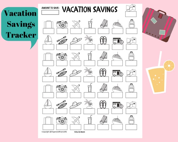 Vacation Saving Tracker Vacation Saving Chart PDF Printable | Etsy