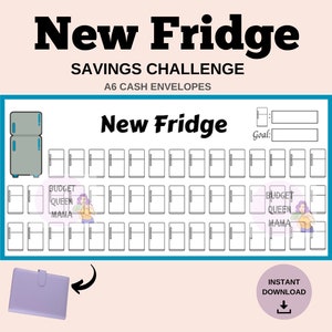 New Fridge Savings Challenge - A6 Cash Envelopes - Fridge Tracker - Mini Savings Tracker a6 - Savings Challenge Printable - Budget Binder a6