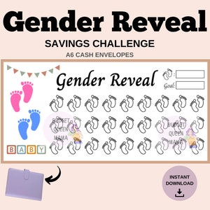 Baby Tracker A6 - Gender Reveal Savings Challenge - Fits A6 Cash Envelopes - Baby Savings Challenge a6 - Printable Budget Binder Insert