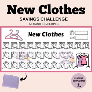 Clothes Tracker - New Clothes Savings Challenge - New Clothes Tracker - A6 Cash Envelopes - Mini Tracker a6 -Printable Budget Binder Insert